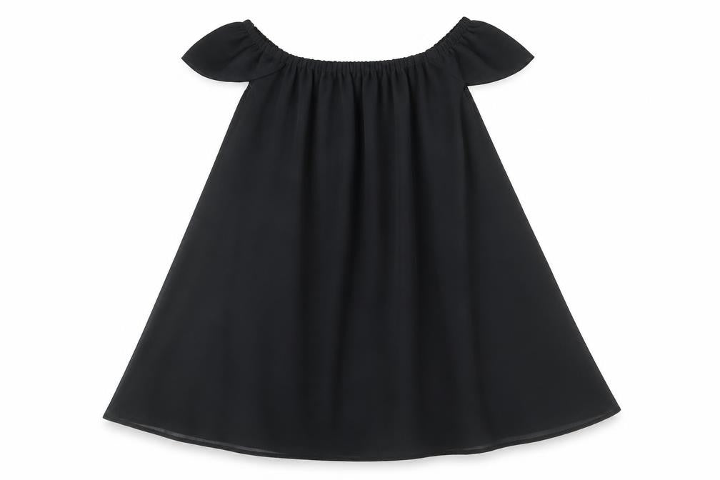 Front view of Missguided women’s black polyester trapeze & swing, size UK 4, off the shoulder pullover