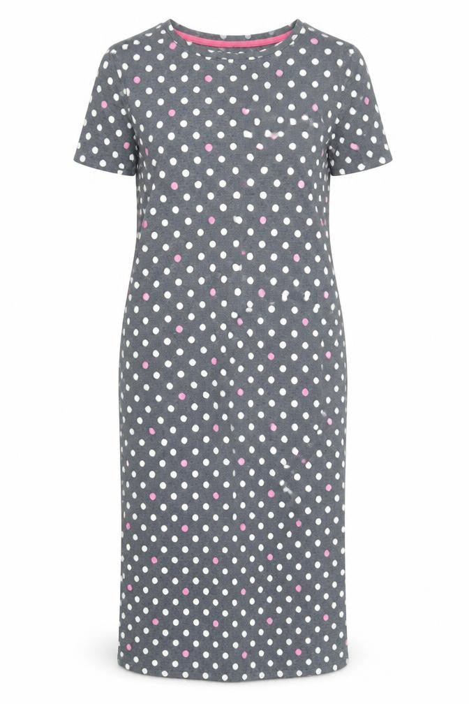 Marks and Spencer Womens Grey Polka Dot Cotton Top Dress Size 8
