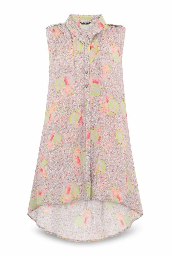 Miss Selfridge Womens Multicoloured Floral Polyester Shirt Dress Size 8 Collared Button