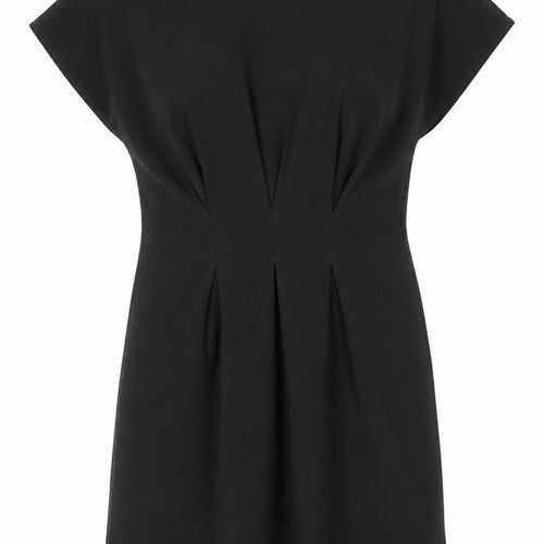 ASOS Womens Black Polyester A-Line Size 12 Boat Neck Zip - Pleat Detail