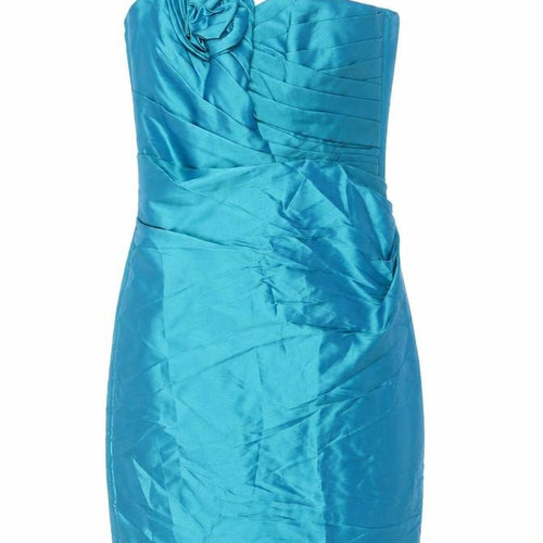 Kelsey Rose Womens Blue Polyester Sheath Size 10 One Shoulder Zip - Pleat Detail