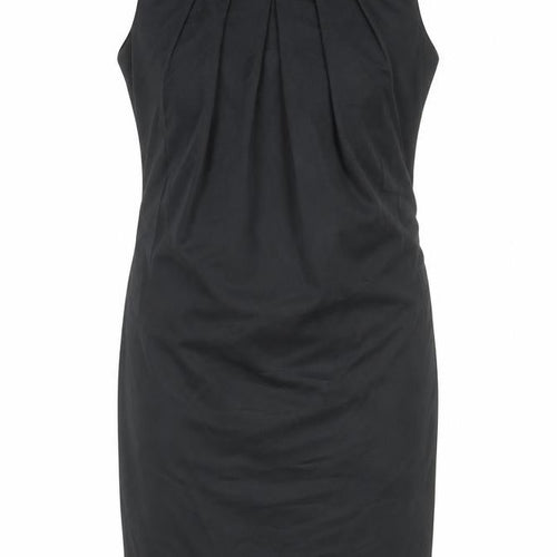 Alice & You Womens Black Polyester Pencil Dress Size 12 Boat Neck Zip - Pleat Detail