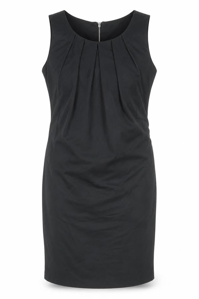 Alice & You Womens Black Polyester Pencil Dress Size 12 Boat Neck Zip - Pleat Detail