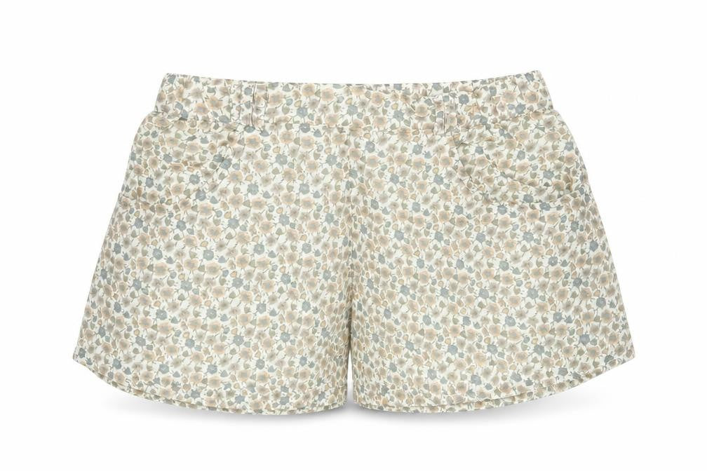 Front view of H&M women’s multicoloured floral polyester bermuda shorts, size UK 10, regular pull on