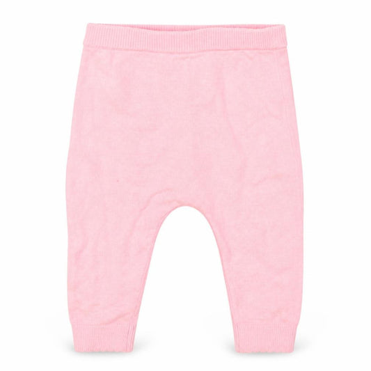 Front view of Nutmeg girls’ pink viscose jogger leggings, size 3-6, months pullover