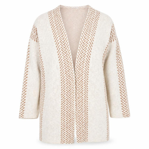 TU Womens Beige V-Neck Geometric Cotton Wrap Jumper Size 12