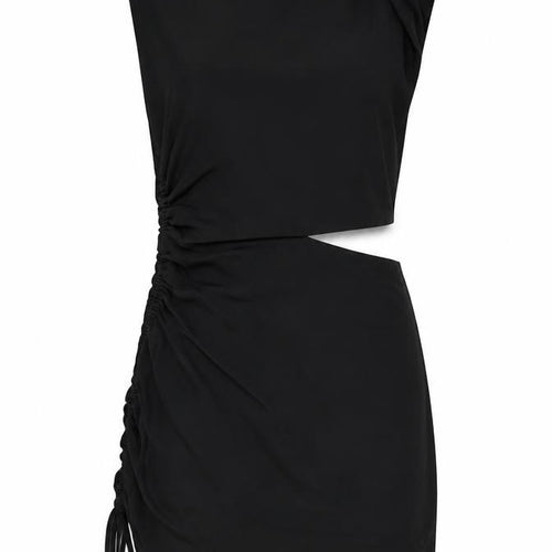 Zara Womens Black Cotton Mini Size XS Boat Neck Zip