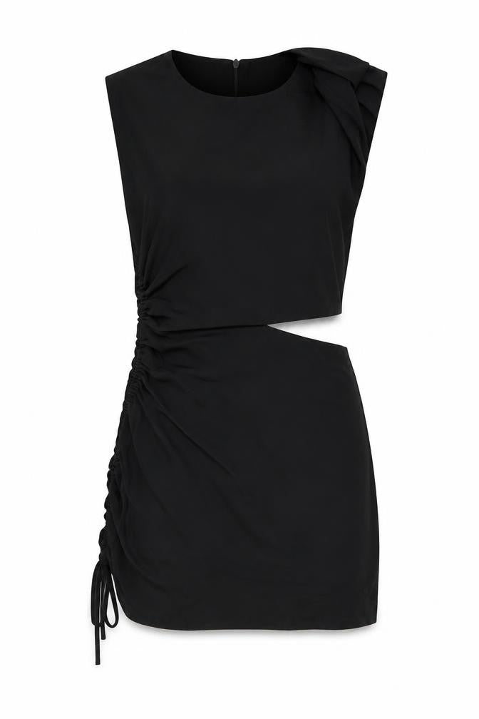 Zara Womens Black Cotton Mini Size XS Boat Neck Zip