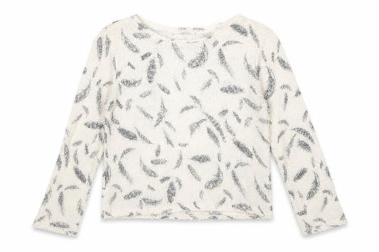 Front view of George women’s beige round neck geometric polyester jumper, size UK 12, - feather print