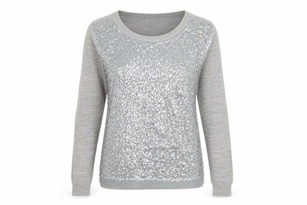 Mango Womens Grey Round Neck Geometric Acrylic Pullover Jumper Size S