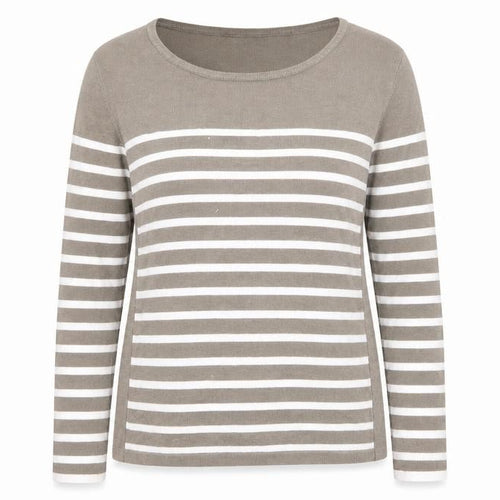 Claudia Ciuti Womens Green Round Neck Striped Viscose Pullover Jumper Size S