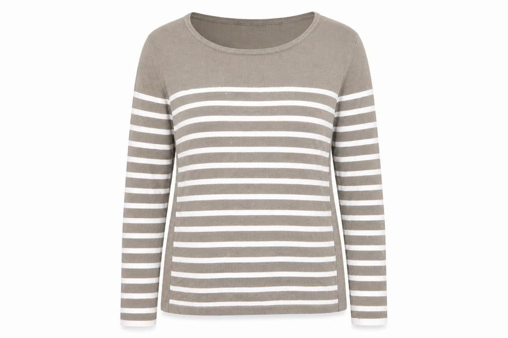 Claudia Ciuti Womens Green Round Neck Striped Viscose Pullover Jumper Size S