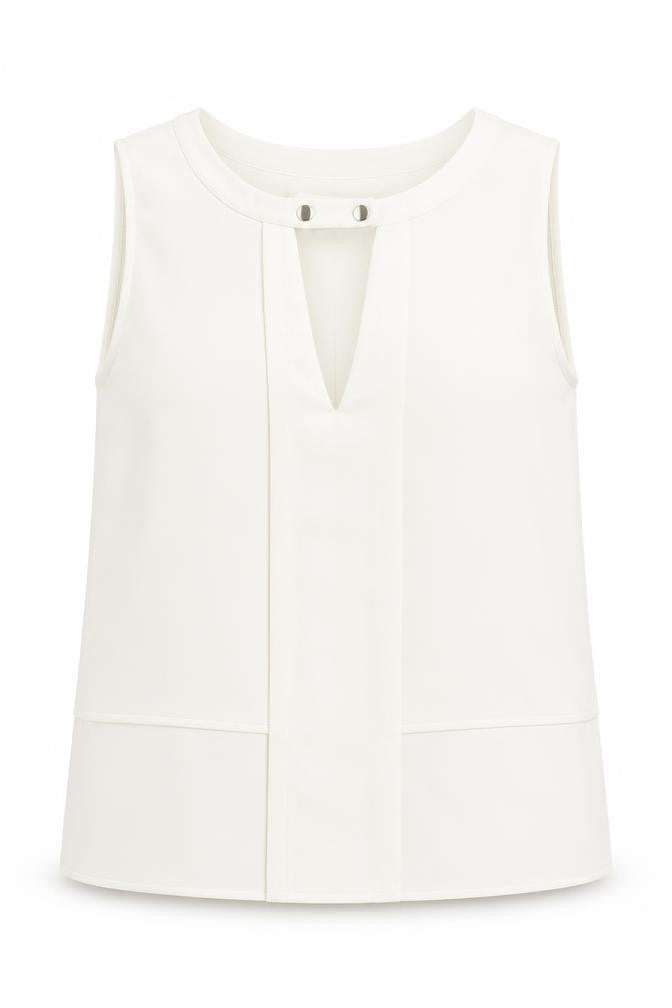 Front view of Zara women’s ivory polyester basic tank, size XS, round neck