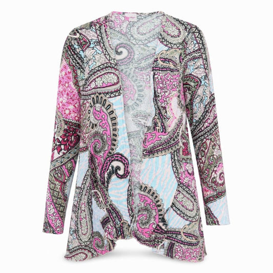 Front view of Your Style women’s multicoloured geometric kimono jacket, size M