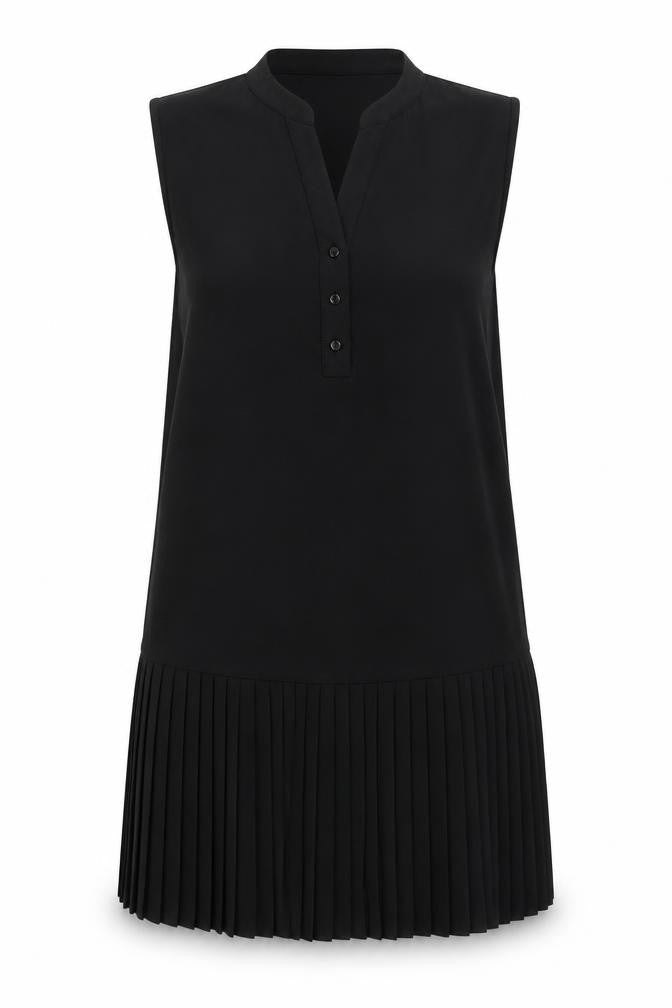 Front view of Papaya women’s black polyester shift, size UK 8, v-neck button