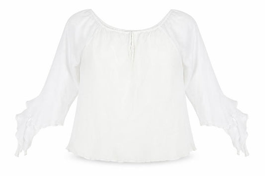 Front view of Inspire women’s white polyester basic blouse, size UK 16, boat neck