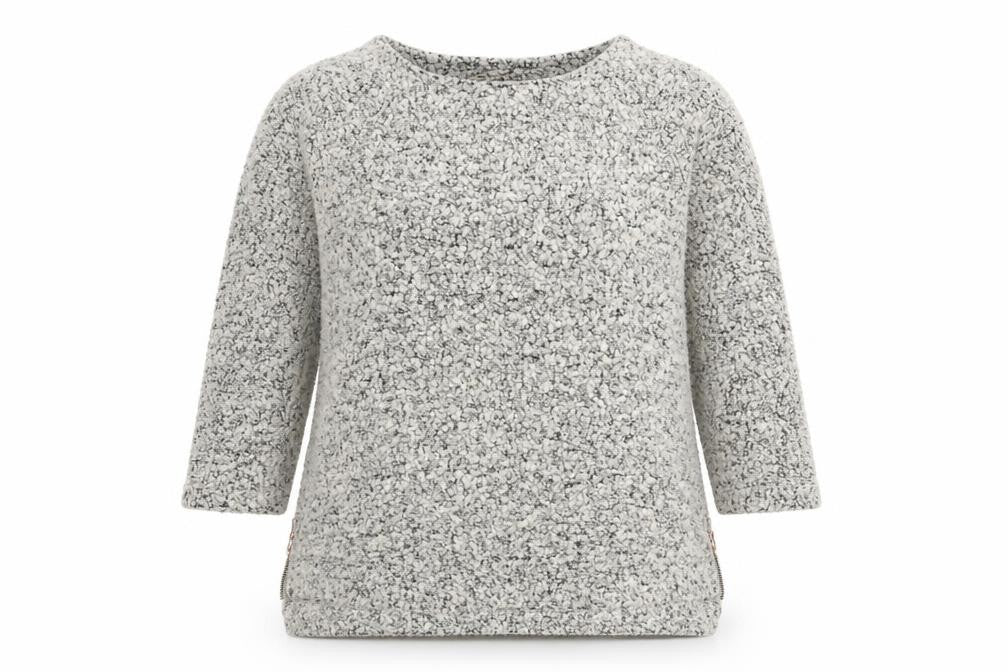 Front view of Next women’s grey scoop neck polyester jumper, size UK 12