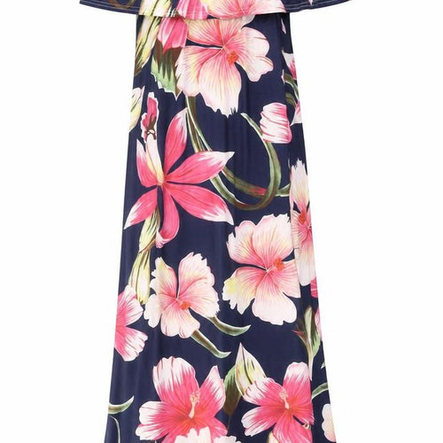 Preworn Womens Blue Floral Cotton A-Line Size S Off the Shoulder Pullover