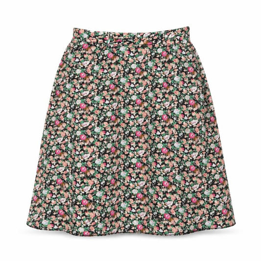 Front view of Preworn women’s multicoloured floral polyester swing skirt, size XL