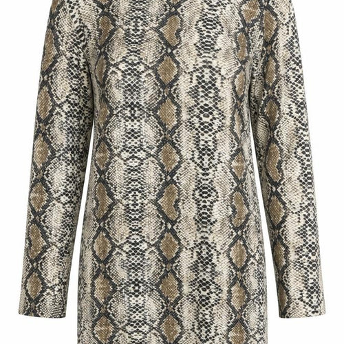 Mallisa Womens Brown Animal Print Viscose Mini One Size Boat Neck Pullover - Snake Print