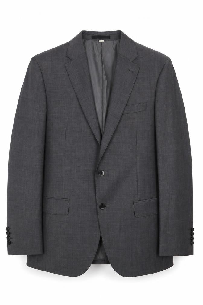 Front view of Marks & Spencer men’s grey viscose jacket blazer, size 38, regular