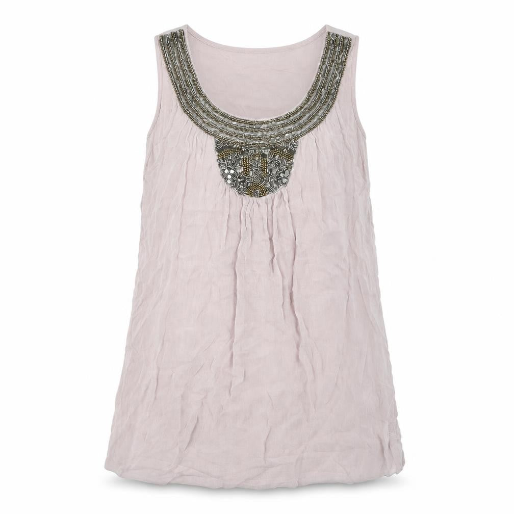 Front view of Zara women’s purple viscose basic tank, size XS, round neck
