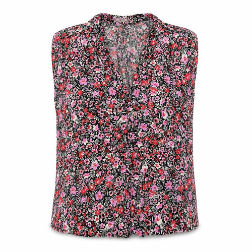 Mango Womens Pink Floral Viscose Basic Tank Size XS V-Neck