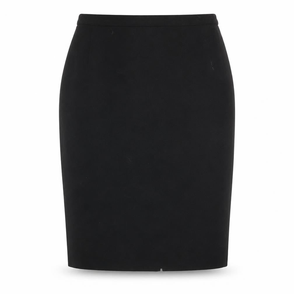 Front view of Marella women’s black polyester straight & pencil skirt, size UK 14, zip