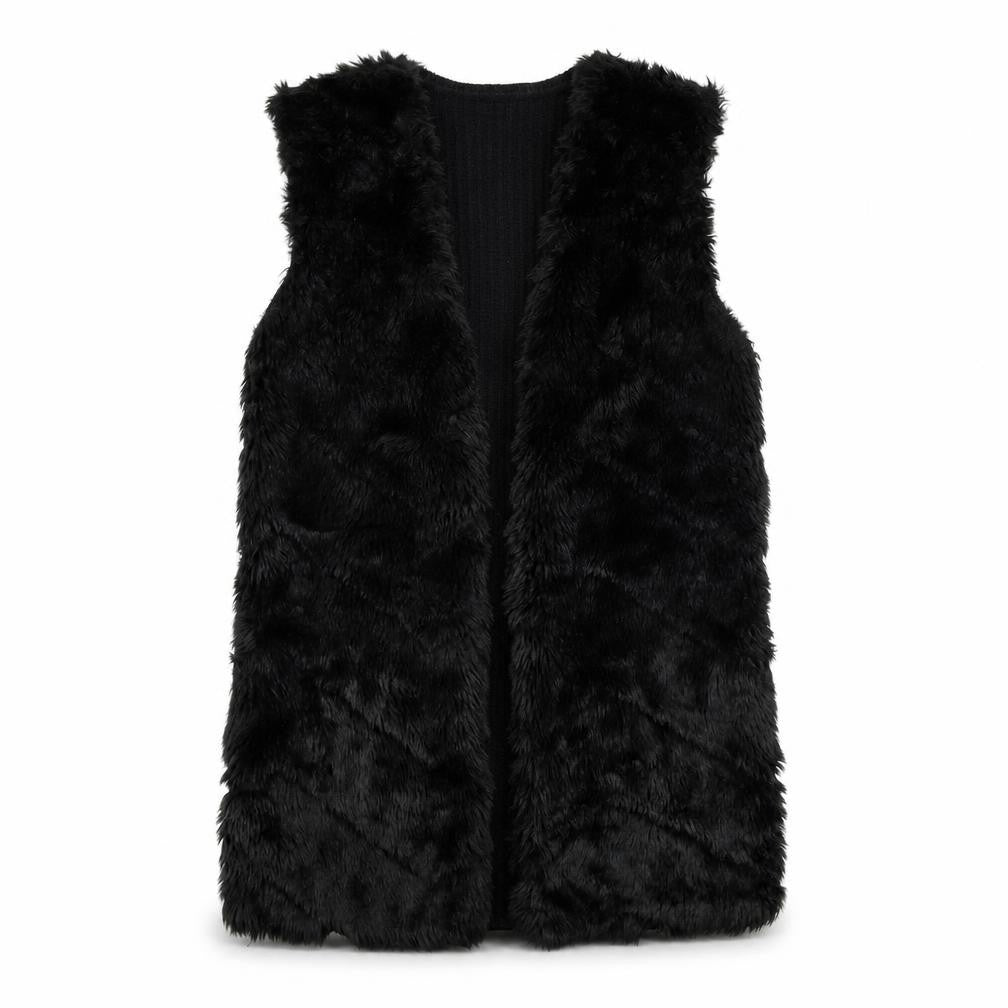 Front view of Stradivarius women’s black gilet coat, size S
