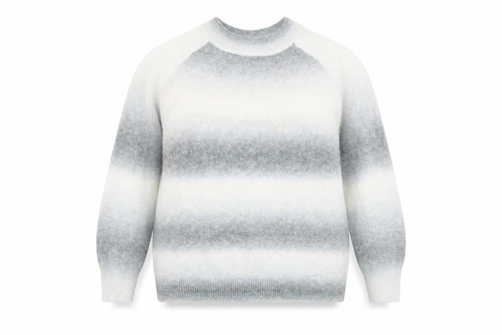 Front view of Marks & Spencer women’s grey round neck 100% cotton jumper, size M