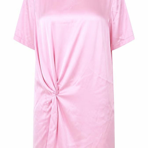 Zara Womens Pink Polyester Sheath Size S Round Neck Zip - Twist Detail