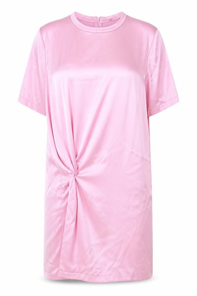 Zara Womens Pink Polyester Sheath Size S Round Neck Zip - Twist Detail