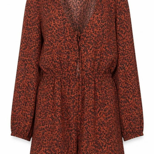 FOREVER 21 Womens Orange Floral Polyester Playsuit One-Piece Size S Tie