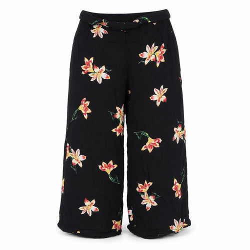 Miss Etam Womens Black Floral Viscose Trousers Size 6 Regular