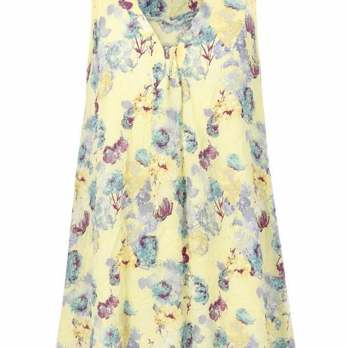 NEXT Womens Yellow Floral Viscose Trapeze & Swing Size 8 V-Neck Button