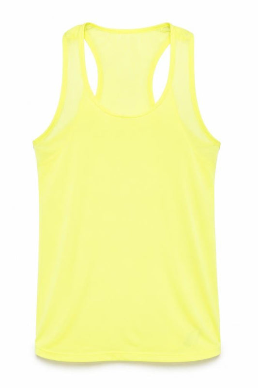 Front view of Next women’s yellow polyester basic tank, size UK 10, round neck