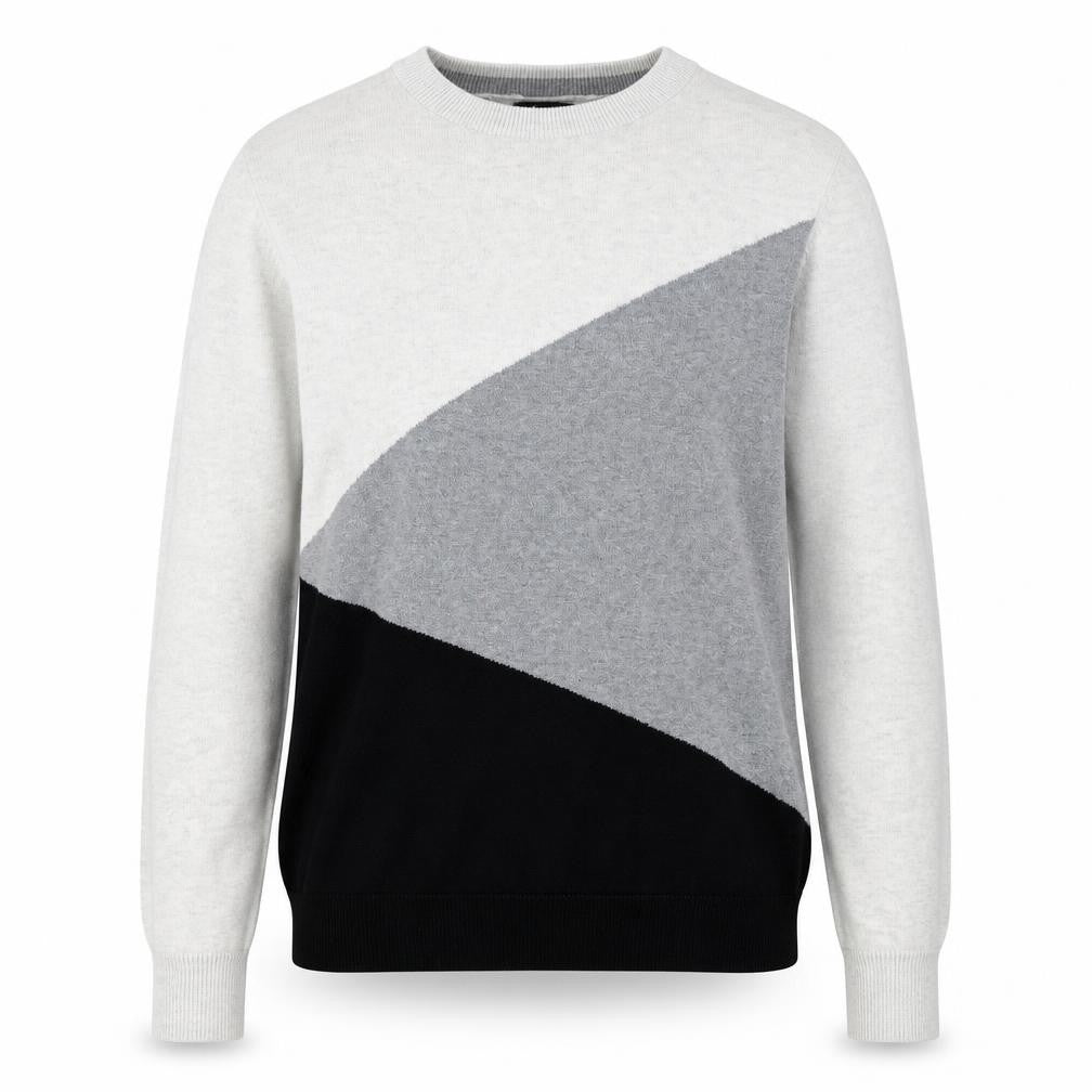 Front view of Next women’s grey round neck 100% cotton jumper, size S, - colourblock