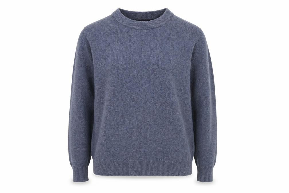 Front view of Marks & Spencer women’s blue round neck polyester jumper, size M