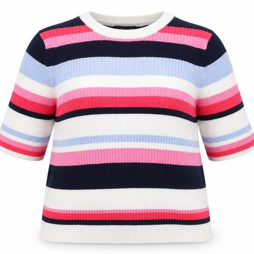 Marks and Spencer Womens White Scoop Neck Striped Viscose Pullover Jumper Size 16