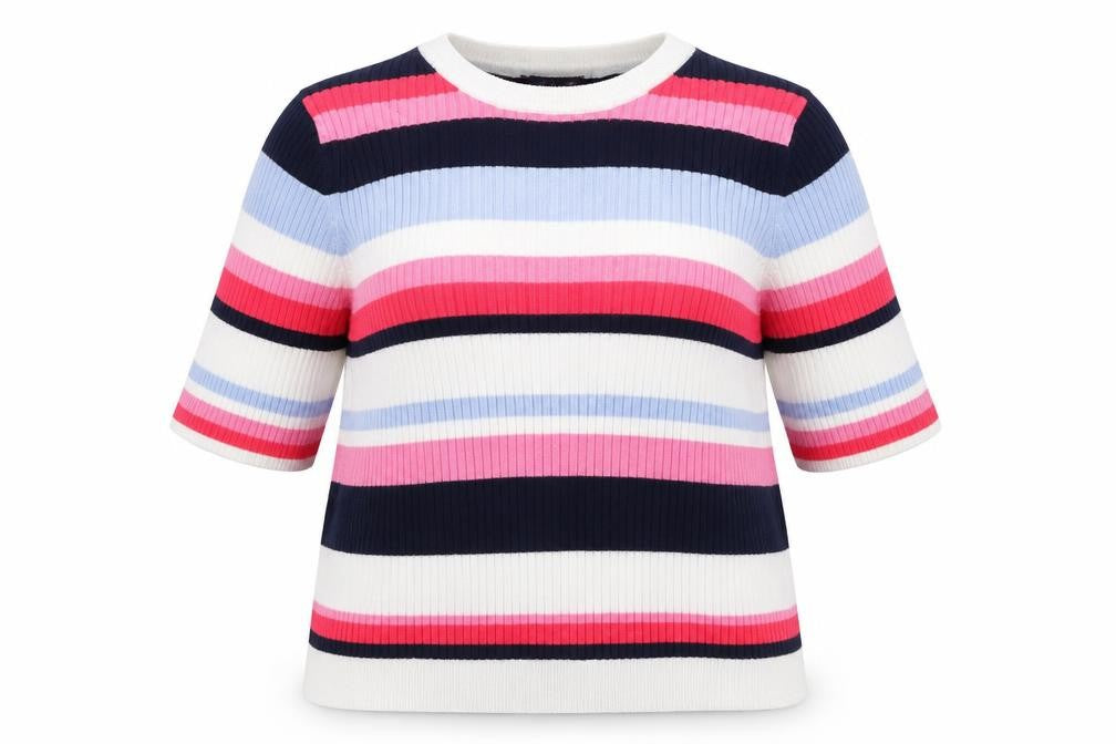 Marks and Spencer Womens White Scoop Neck Striped Viscose Pullover Jumper Size 16