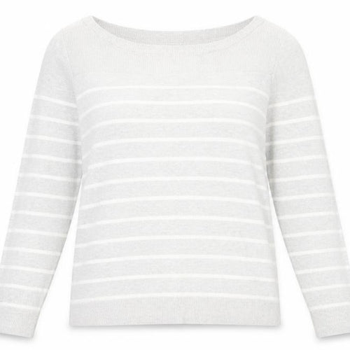 Gap Womens Grey Boat Neck Striped Cotton Pullover Jumper Size L