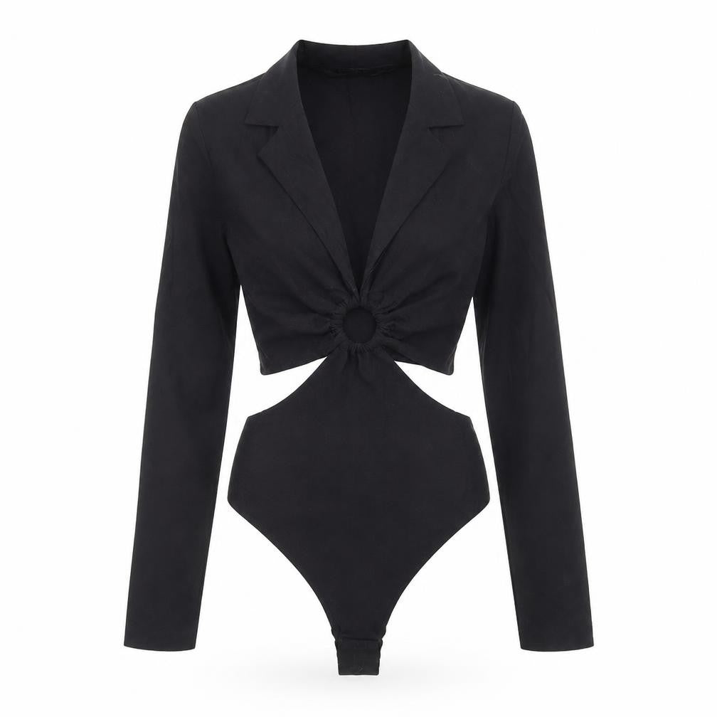 Zara Womens Black Cotton Bodysuit One-Piece Size S Zip