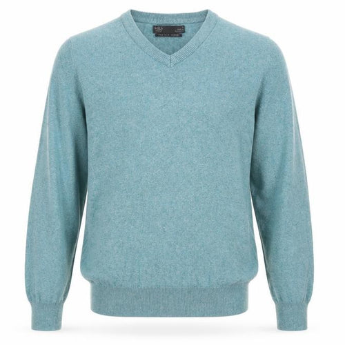 Marks and Spencer Mens Green V-Neck Cotton Pullover Jumper Size S Long Sleeve