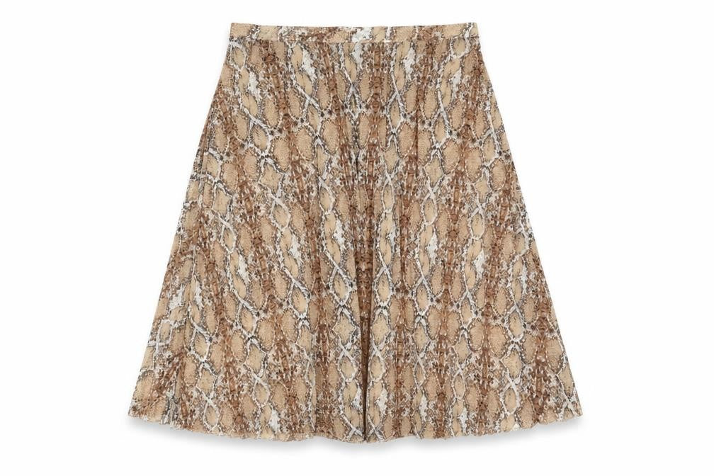 Marks and Spencer Womens Brown Animal Print Polyester Swing Skirt Size 22 - Snakeskin Pattern