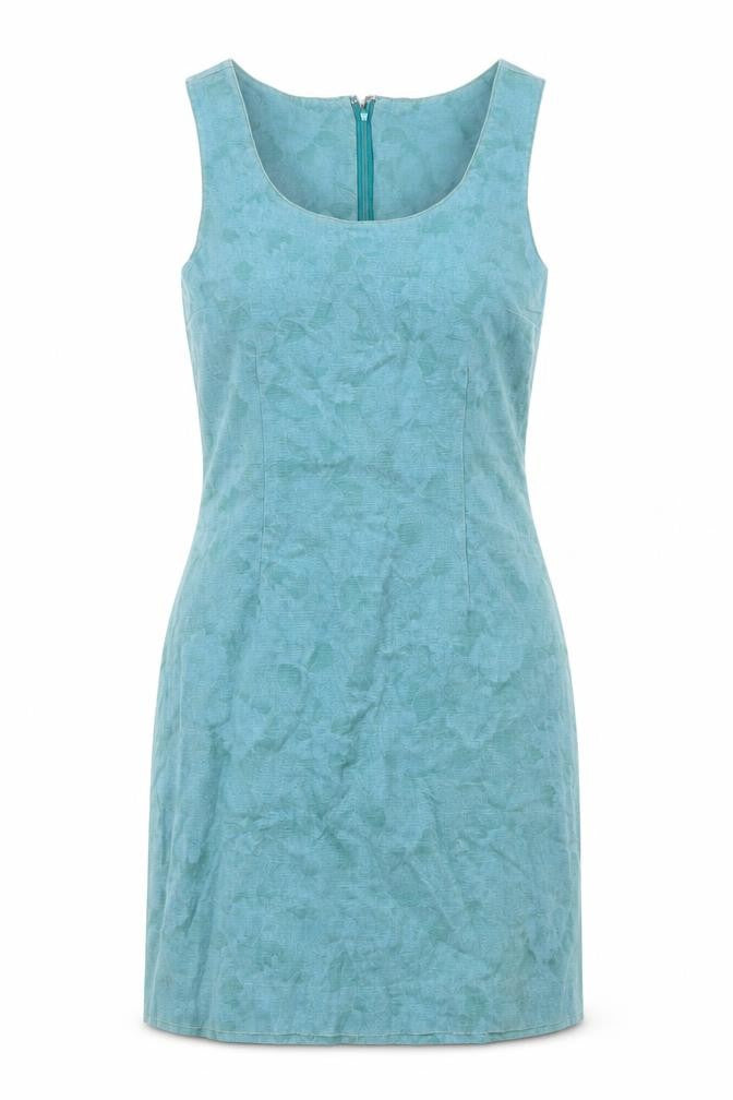 Front view of Gap women’s green linen shift, size UK 4, scoop neck zip