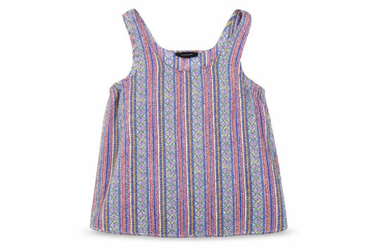 Front view of Atmosphere women’s multicoloured geometric polyester basic tank, size UK 12, round neck