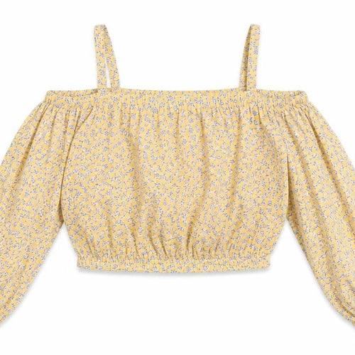 Marks and Spencer Girls Multicoloured Geometric Viscose Cropped Blouse Size 12-13 Years Square Neck Pullover