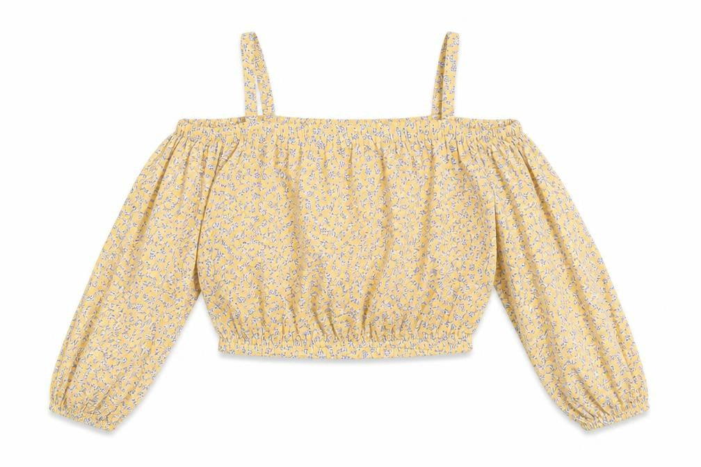 Marks and Spencer Girls Multicoloured Geometric Viscose Cropped Blouse Size 12-13 Years Square Neck Pullover