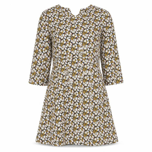 Goldie Womens Multicoloured Floral Polyester A-Line Size S Boat Neck Zip