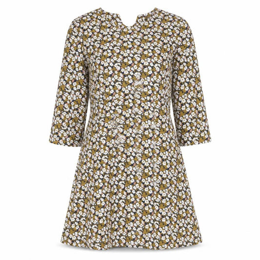 Front view of Goldie women’s multicoloured floral polyester a-line, size S, boat neck zip